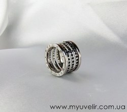 Кольцо Bvlgari с черными камнями
